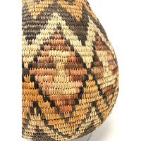 Vintage Zulu Basket from South Africa with Acrylic Stand Measuring 14.25 Inches Tall by 9.75 Inches Diameter