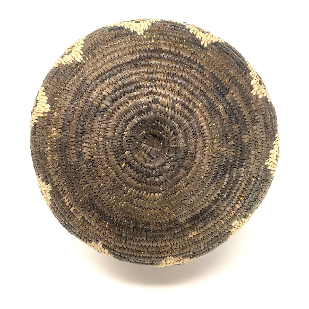 Vintage Zulu Basket from South Africa with Acrylic Stand Measuring 14.25 Inches Tall by 9.75 Inches Diameter