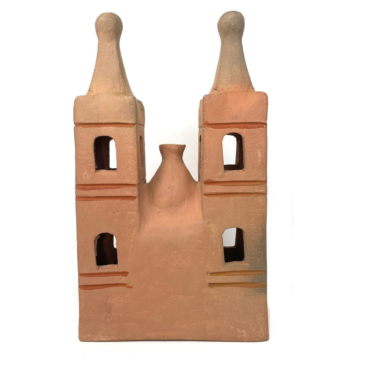 Vintage Folk Art Church from Puebla, Mexico - 13" H X 7.75" W X 5.25" D