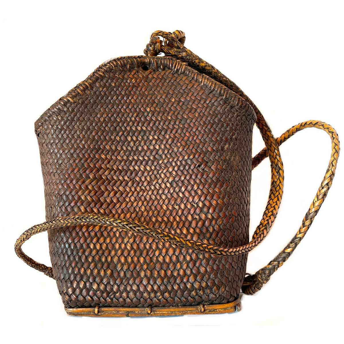 Vintage Woven Backpack/Shoulder Bag with Unique Shape and Craftsmanship from the Philippines