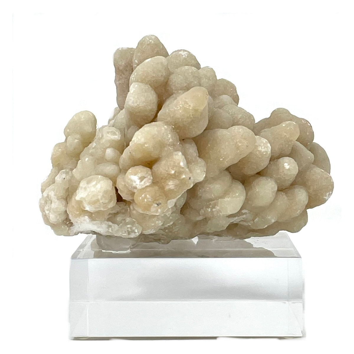 Aragonite and Calcite Mineral Cluster on Base