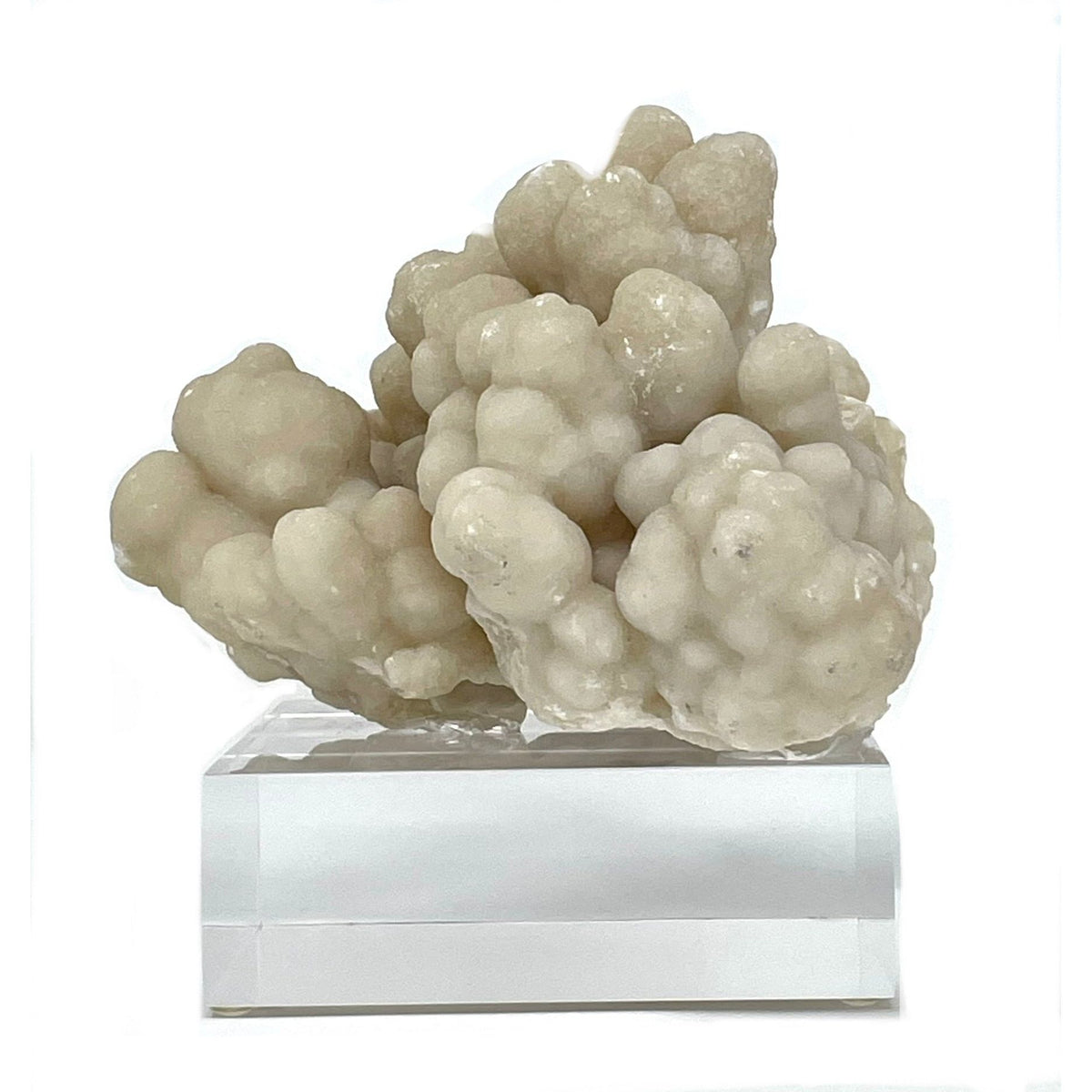 Aragonite and Calcite Mineral Cluster on Base