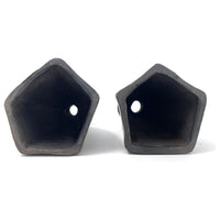 Pair of Vintage Barro Negro Black Candle Holders from Oaxaca, Mexico - 8.25" H X 3.75" Diam.