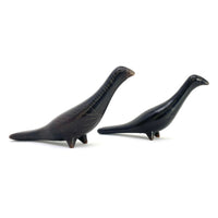 Pair of Vintage Oaxacan Barro Negro Vintage Doves from Mexico - 6" H X 9" L X 2.5" W