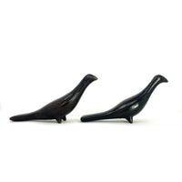 Pair of Vintage Oaxacan Barro Negro Vintage Doves from Mexico - 6" H X 9" L X 2.5" W