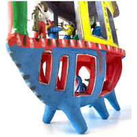 Large Mexican Ceramic Folk Art Boat by Candelario Medrano - 18" H X 19" L X 8" W