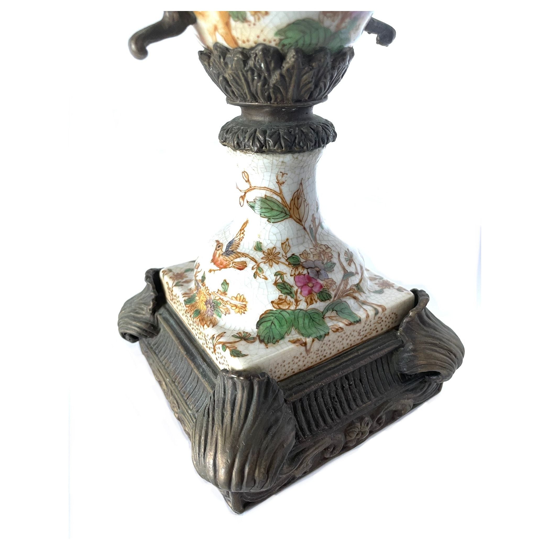 Pair of Vintage Wong Lee Porcelain and Bronze Vases with Lids - 17