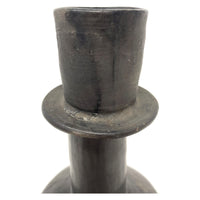 Vintage Barro Negro Black Candle Holder from Oaxaca, Mexico - 8" H X 5" Diam.