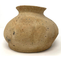 Chinese Ming Dynasty Bulbous-Shaped Beige Martaban Pot - 6.25" H X 9.5" Diam.