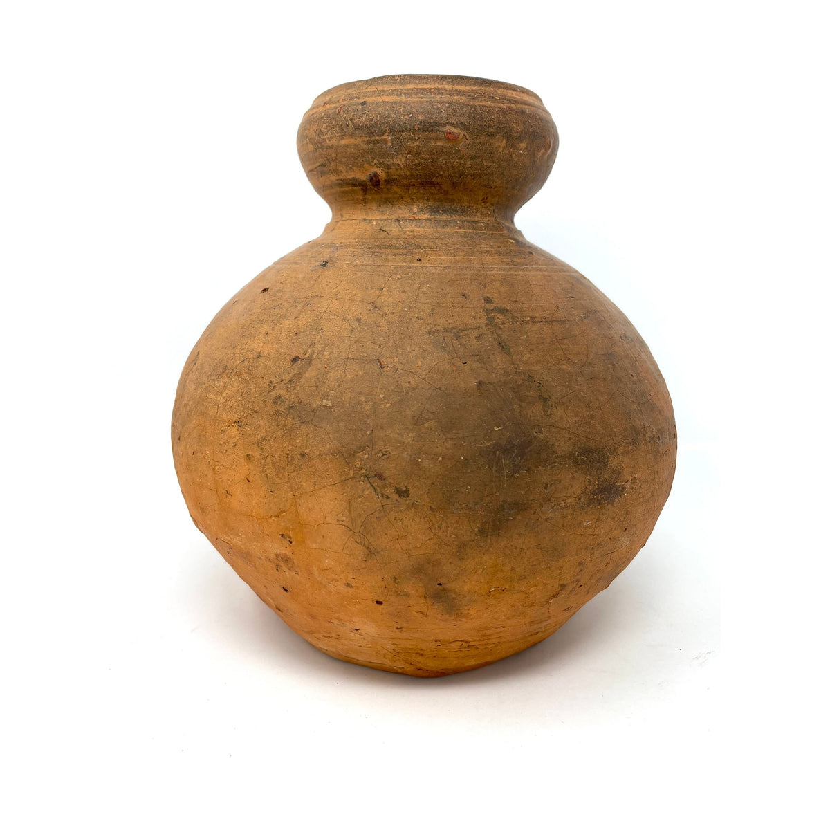 Chinese Ming Dynasty Bulbous-Shaped Rust & Brown Martaban Pot - 8.5" H X 8" Diam.