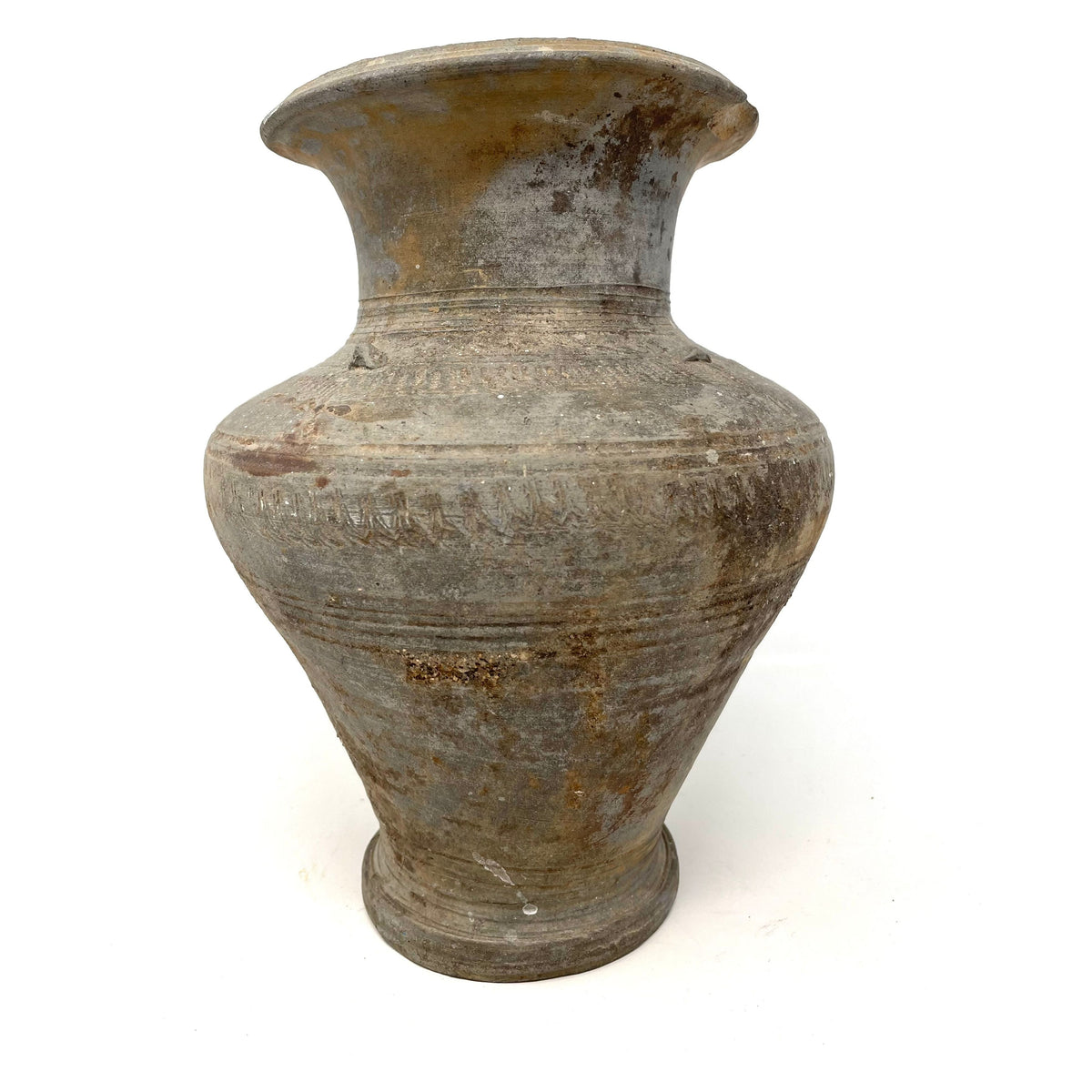 Large Ban Chiang Incised Grey-Ware Vase-Shaped Pottery Vessel