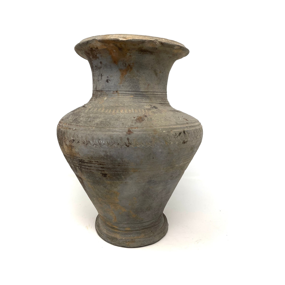 Large Ban Chiang Incised Grey-Ware Vase-Shaped Pottery Vessel