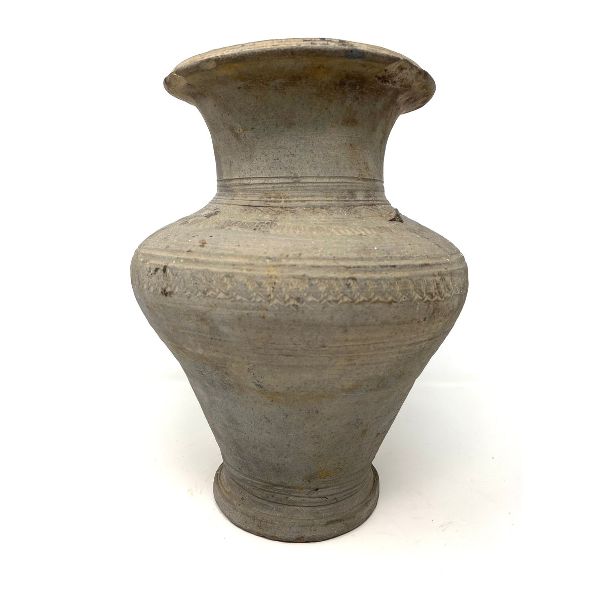 Large Ban Chiang Incised Grey-Ware Vase-Shaped Pottery Vessel