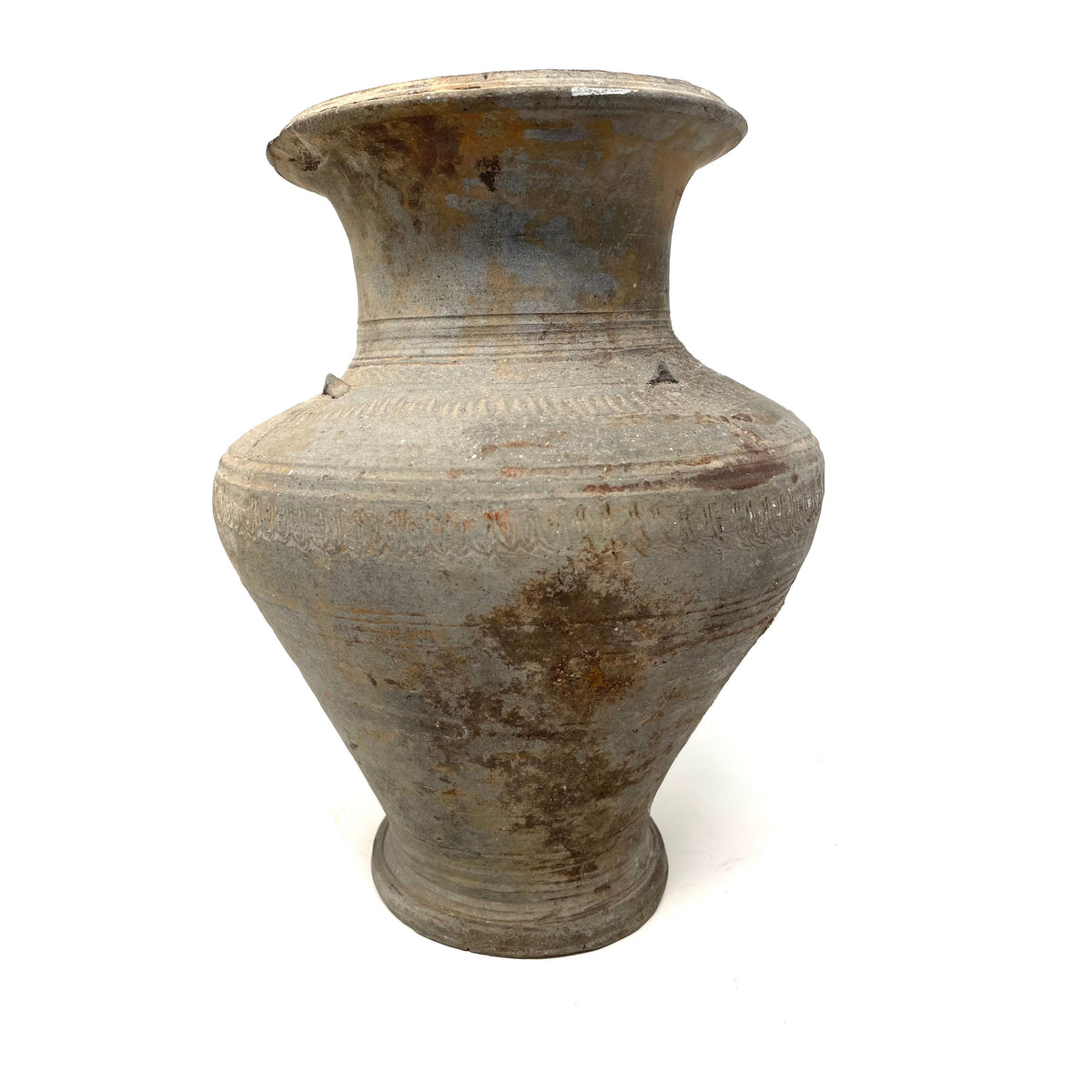 Large Ban Chiang Incised Grey-Ware Vase-Shaped Pottery Vessel