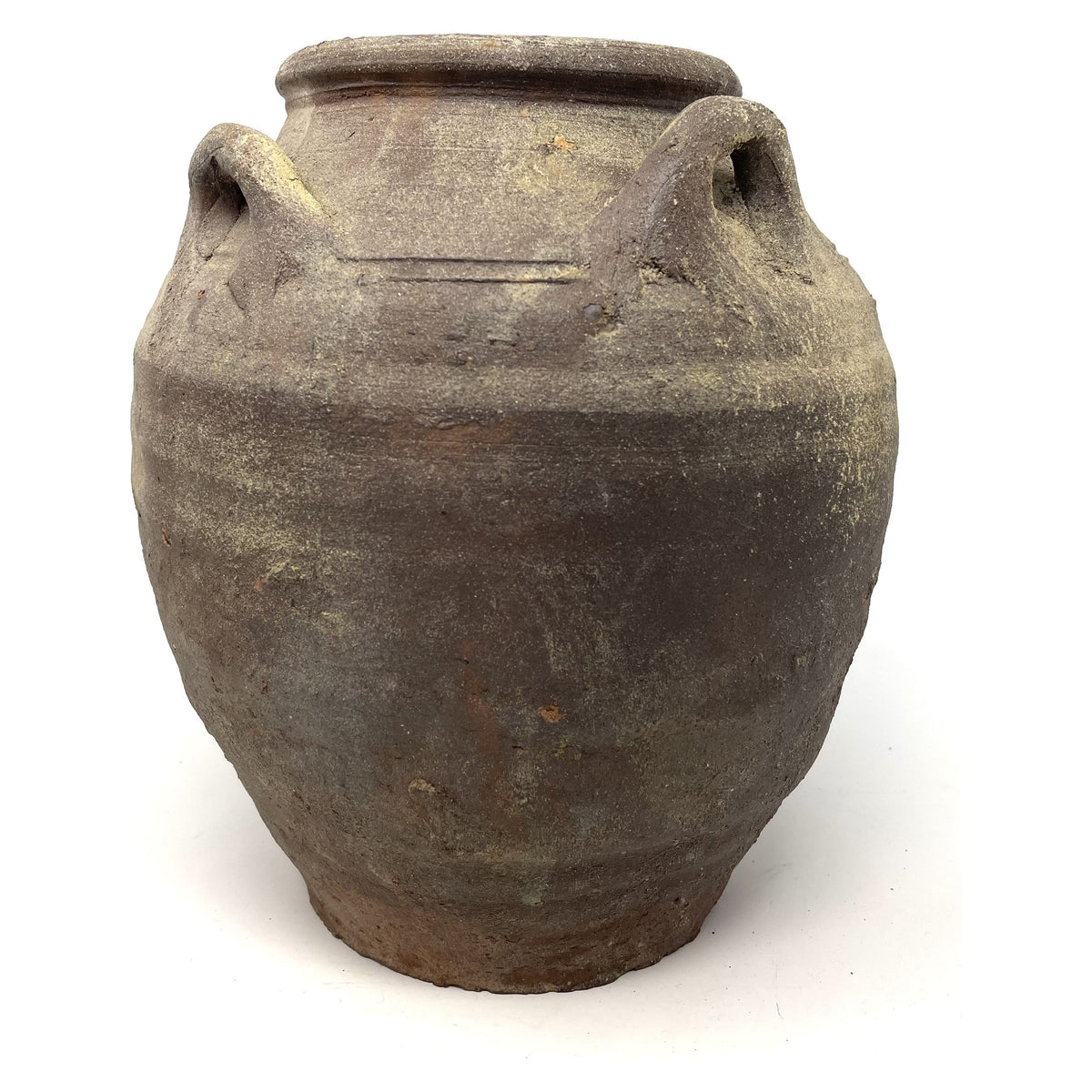 Chinese Ming Dynasty Jar-Shaped Martaban Pot with Four Handles - 10" H X 9" Diam.