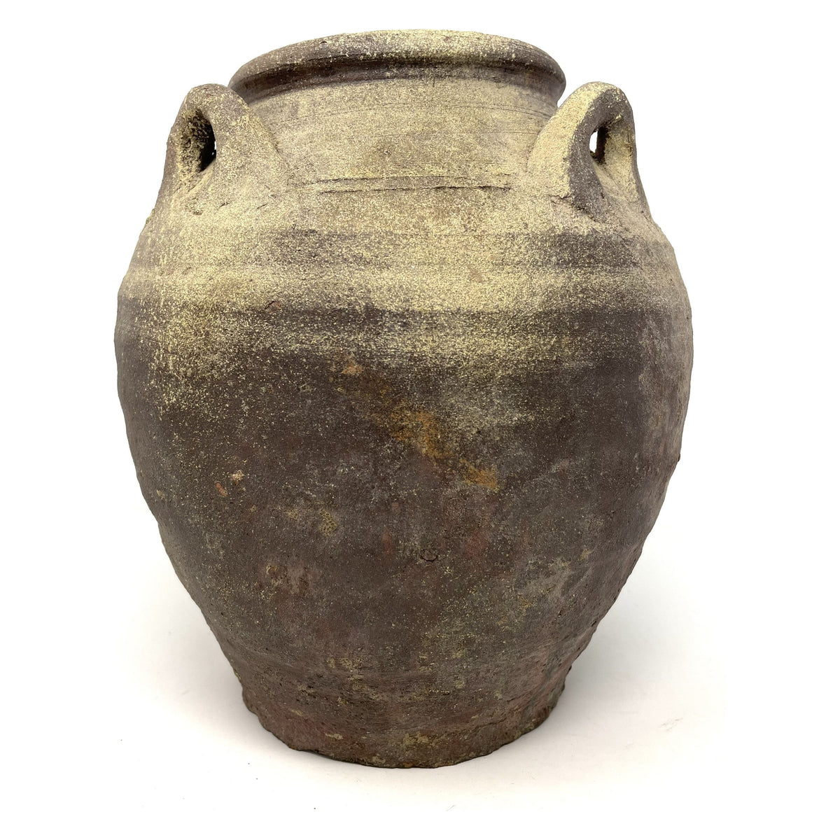 Chinese Ming Dynasty Jar-Shaped Martaban Pot with Four Handles - 10" H X 9" Diam.