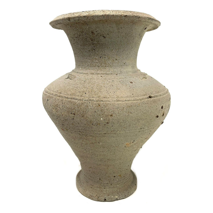 Large Ban Chiang Incised Vase-Shaped Grey-Ware Pottery Vessel. 