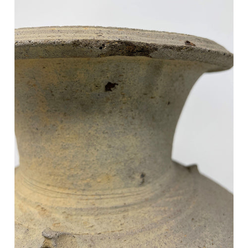 Large Ban Chiang Incised Vase-Shaped Grey-Ware Pottery Vessel. 