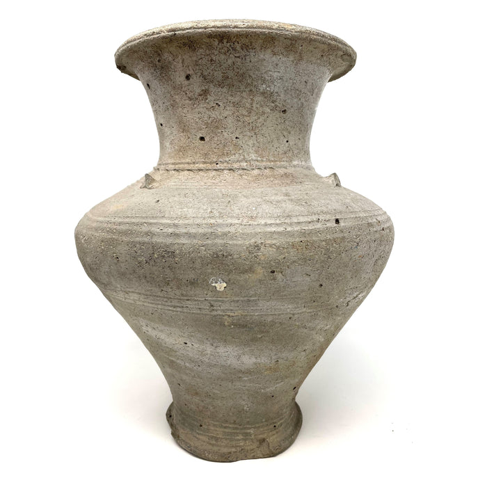 Large Ban Chiang Incised Grey-Ware Vase-Shaped Potery Vessel.