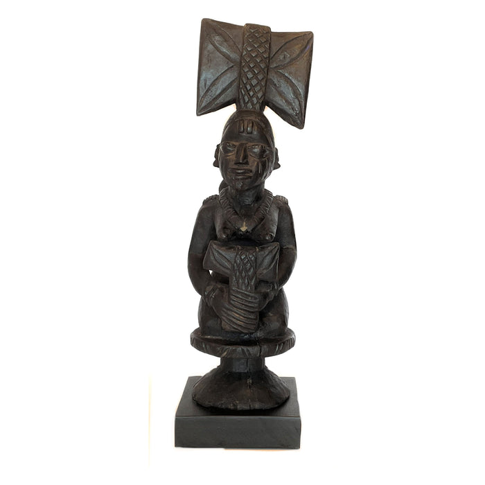 Yoruba Female Shango Cult Dance Wand on Wooden Base - 24" H X 7" W