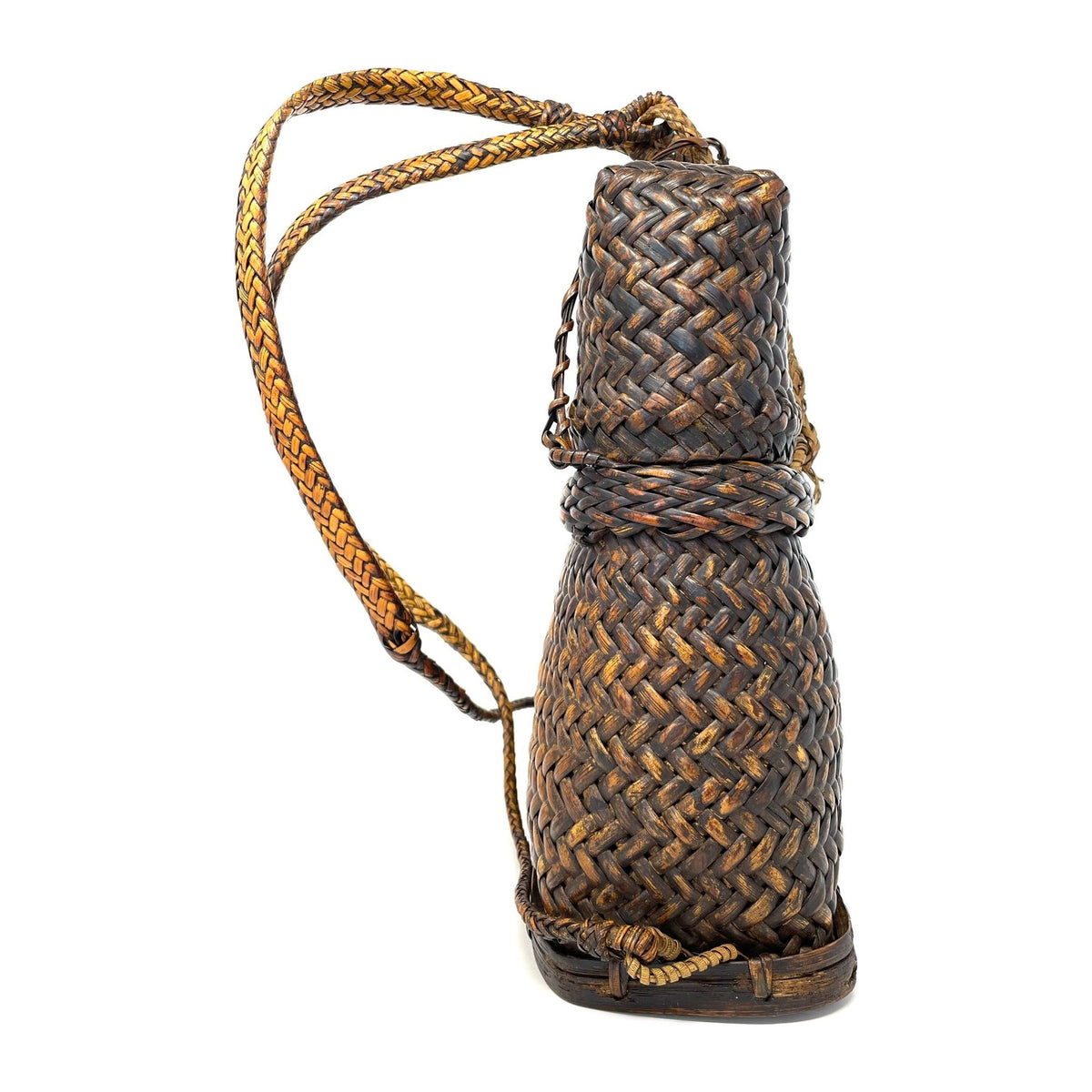 Intricately Woven Vintage Lidded Backpack from the Philippines