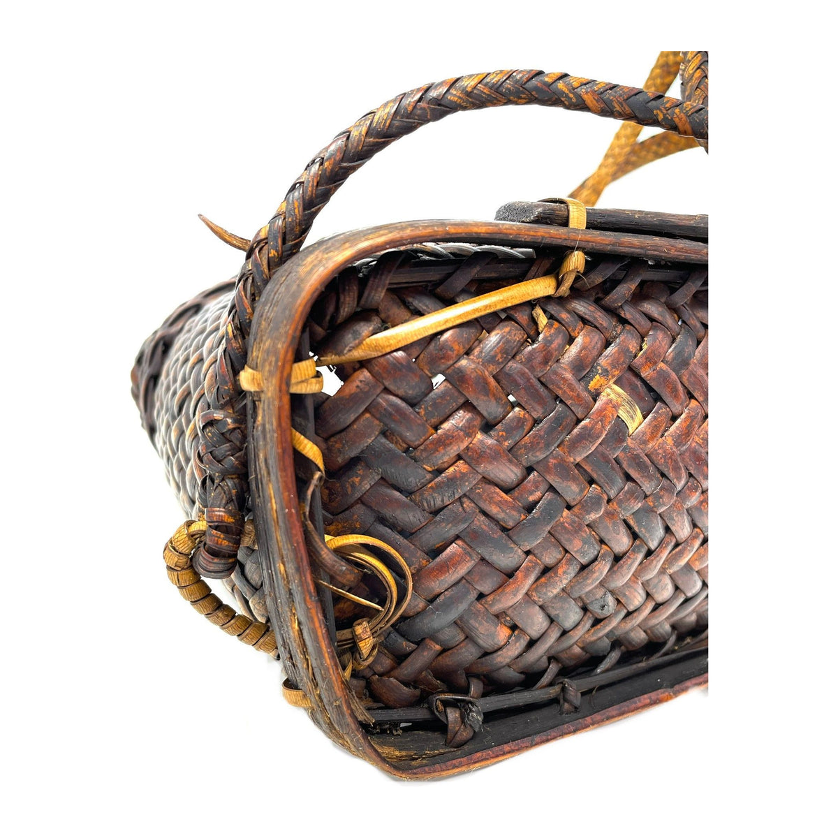 Intricately Woven Vintage Lidded Backpack from the Philippines