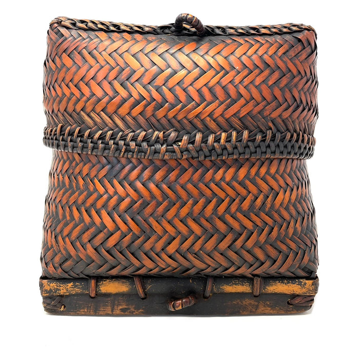 Tupil Lunch Basket with Lid from the Philippines - 9" H X 10.5" Diam.