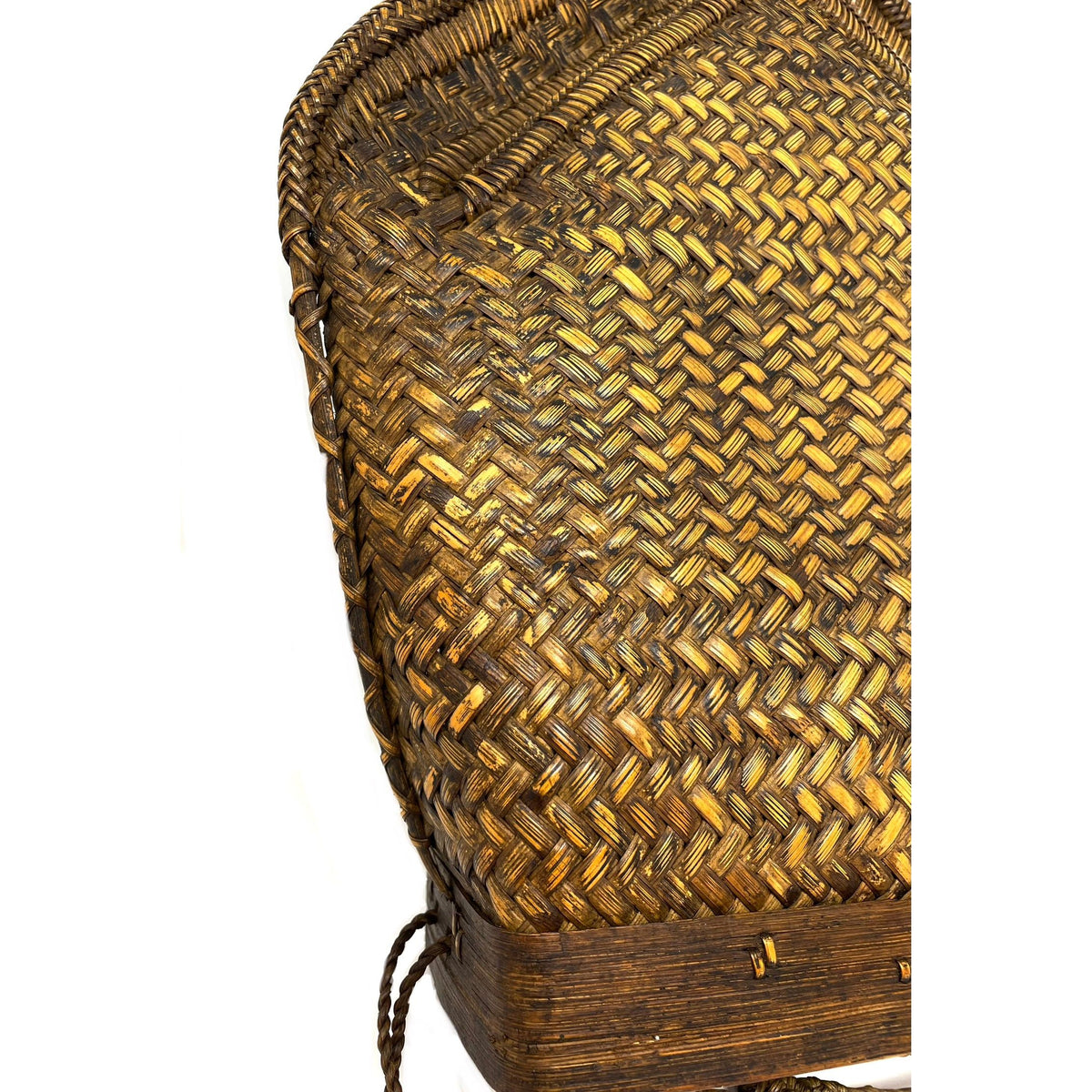 Vintage Woven Bamboo Pasiking/Backpack from the Philippines - 15" H X 10.5" W X 3.5" D