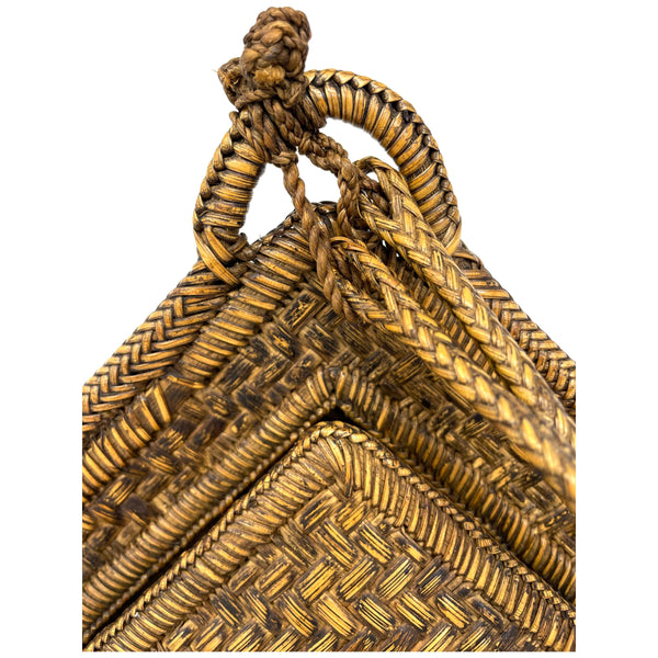 Vintage Woven Bamboo Pasiking/Backpack from the Philippines - 15" H X 10.5" W X 3.5" D