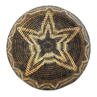 Philippine Iraya Round Bowl/Basket Tray with Star Pattern - 13.5" Diam. X 3" H