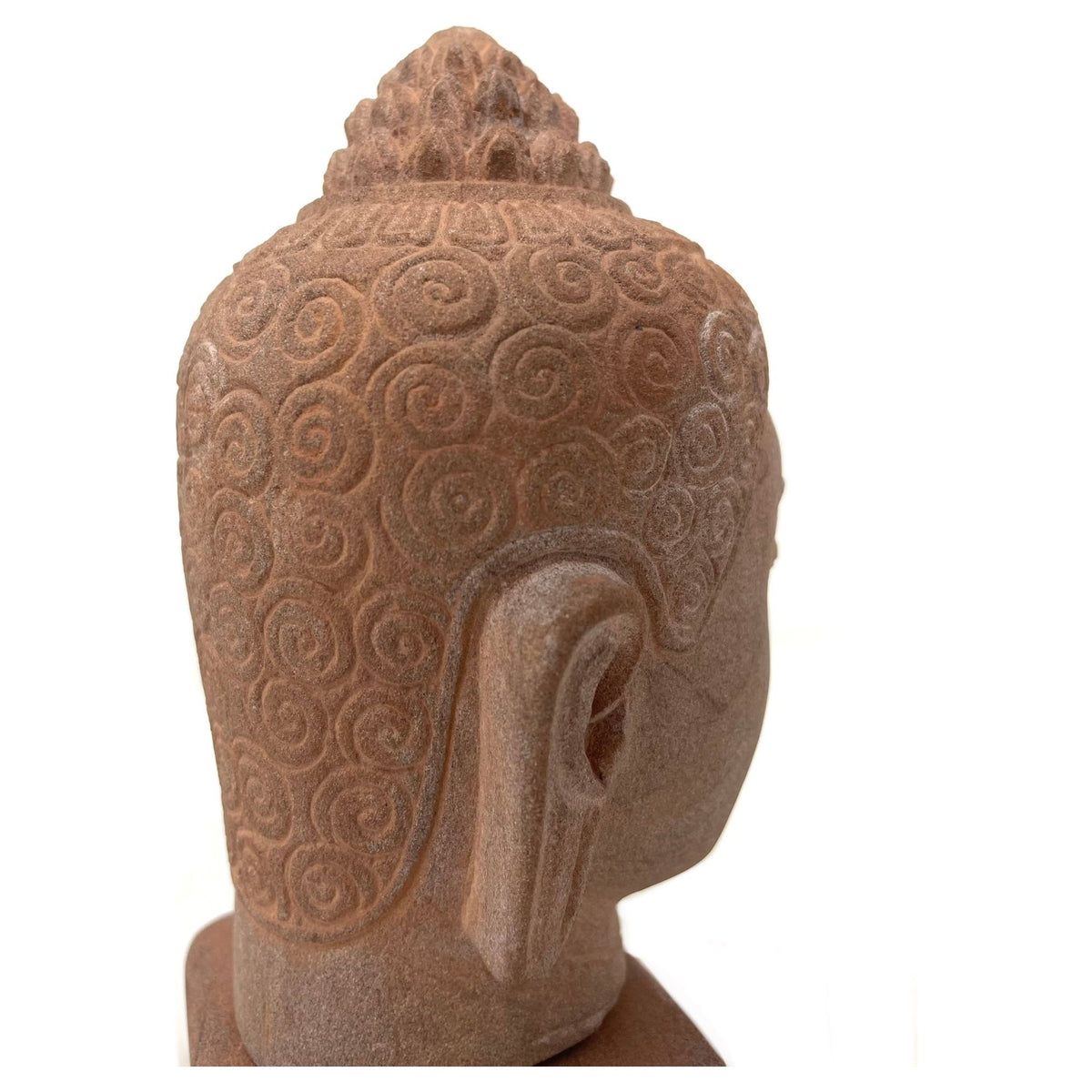 Hand-Carved Cambodian Pink Sandstone Buddha Head - 6.25" H X 3.5" W X 3.5" D