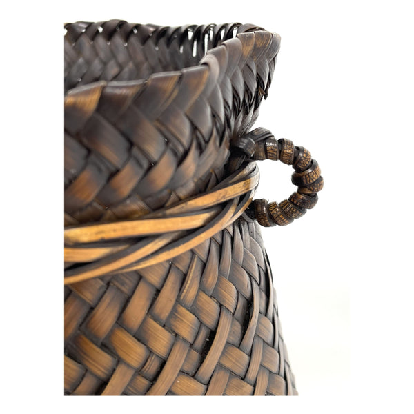 Small Intricately Woven Snail Basket 5 Inches Tall by 5 Inches Diameter from the Philippines