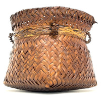 Intricately Woven Snail Basket Measuring 6 Inches Tall by 7 Inches Diameter with Rich Dark Patina from the Philippines