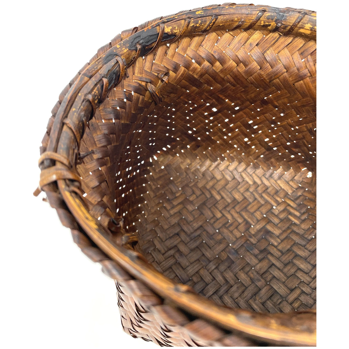 Intricately Woven Snail Basket Measuring 6 Inches Tall by 7 Inches Diameter with Rich Dark Patina from the Philippines