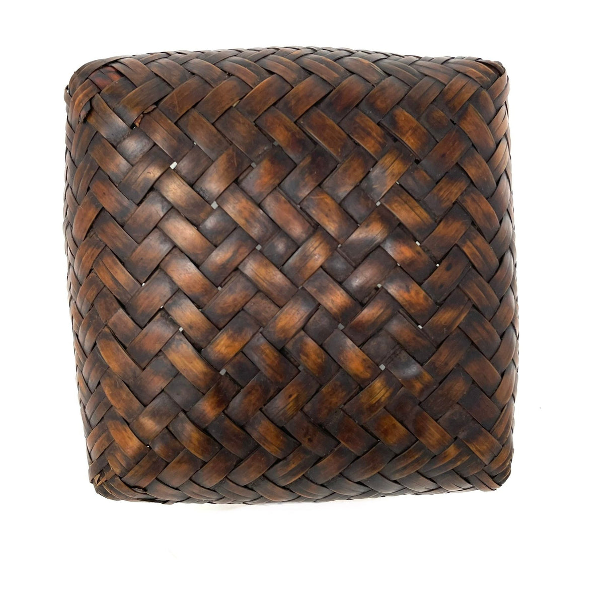 Intricately Woven Snail Basket Measuring 6.5 Inches Tall and 6 Inches in Diameter with Dark Brown Patina from the Philippines