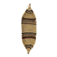 Ethiopian Gambela 'Canoe-Shaped' Basket with Brown and Black Stripes Measuring 21.25 Inches Long by 3.25 Inches Tall