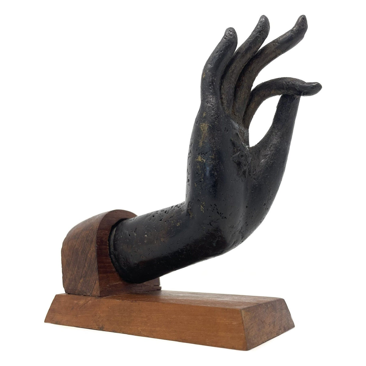 19th Century Thai Bronze Buddha Hand, 'Dhyani Mudra' Gesture - 6.5" H X 2.25" W X 2.25" D