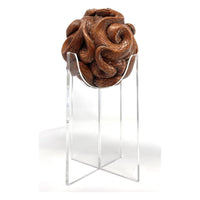 Chinese Netsuke-Style Hand-Carved Boxwood Sphere of Snakes with Acrylic Stand - 3" Diam. X 6" H