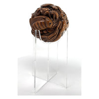 Chinese Netsuke-Style Hand-Carved Boxwood Sphere of Insects with Acrylic Stand - 3" Diam. X 6" H