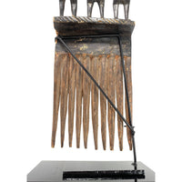 Ashanti Hand-Carved Wooden Comb with Stand from Ghana - 20" H X 6.5" W X 2" D