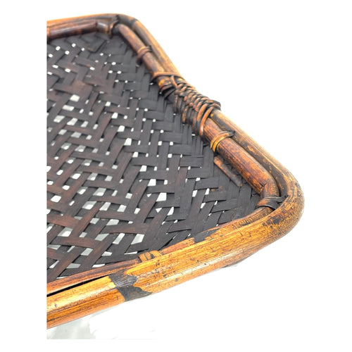 1960s Square Philippine Field Basket Tray - 14" L X 14" W