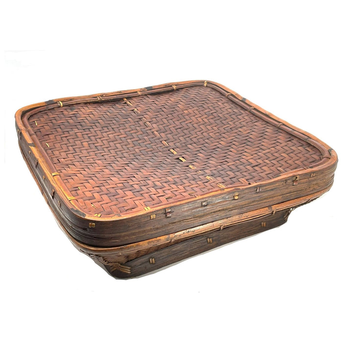 Huop Lidded Basket from the Philippines - 16" L X 16" W X 5" H