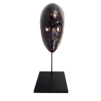 Dan Peoples Gogon-Style 'Monkey Mask' from Ivory Coast with Metal Stand - 15.5" H X 6" W X 4" D