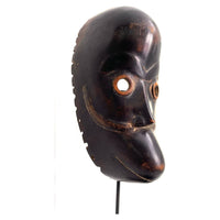 Dan Peoples Gogon-Style 'Monkey Mask' from Ivory Coast with Metal Stand - 15.5" H X 6" W X 4" D