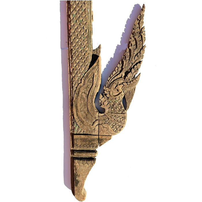 Monumental 19th Century Thai Wooden Temple Dragon - 10.5' H X 1.2' W