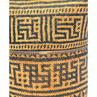 Intricately Woven Vintage T'boli Basket with Lid and Geometric Designs from the Philippines - 10.5" H X 11" L X 11" W