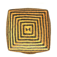 Intricately Woven Vintage T'boli Basket with Lid and Geometric Designs from the Philippines - 10.5" H X 11" L X 11" W