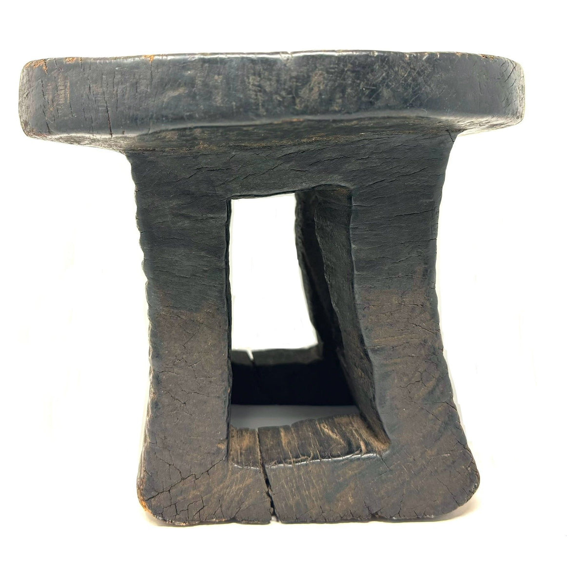 Hand-Carved Bamun Tribal Stool from Cameroon - 11.5" L x 9.5" W x 8.5" H