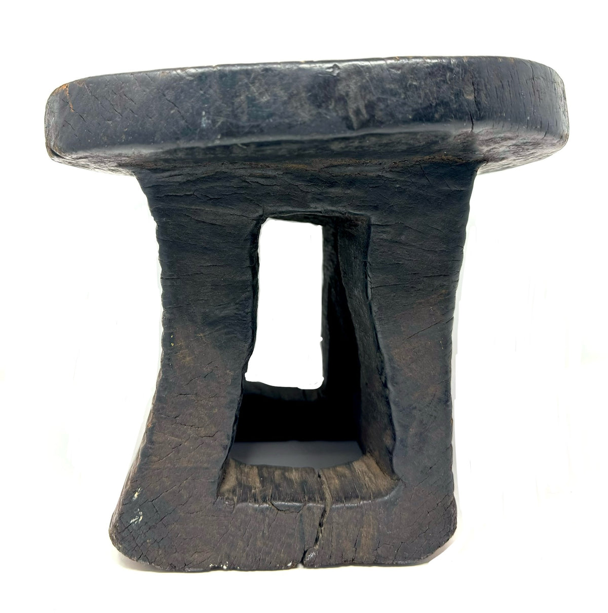 Hand-Carved Bamun Tribal Stool from Cameroon - 11.5" L x 9.5" W x 8.5" H