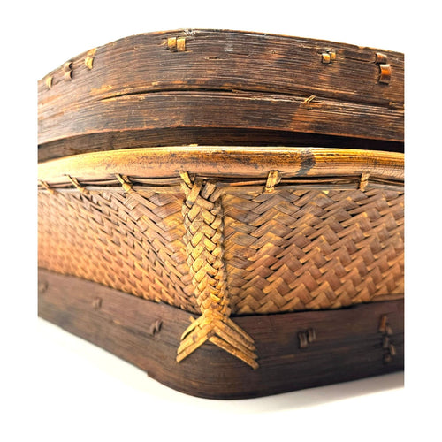 Huop Lidded Basket from the Philippines - 18" L X 18" W X 7" H